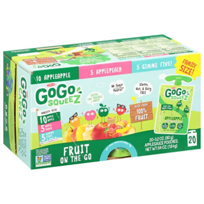 GoGo squeeZ Applesauce On The Go Apple Peach Gimme Five Variety Pack - 20-3.2 Oz - Image 1