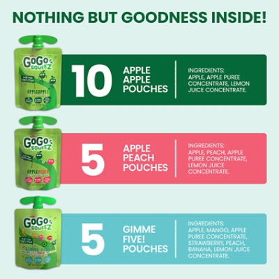 GoGo squeeZ Applesauce On The Go Apple Peach Gimme Five Variety Pack - 20-3.2 Oz - Image 3