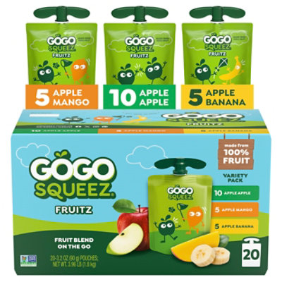 GoGo squeeZ Applesauce On The Go Apple Banana Mango Variety Pack - 20-3.2 Oz - Image 2