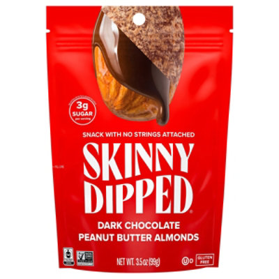 SkinnyDipped Dark Chocolate Peanut Butter Almonds Pouch - 3.5 Oz