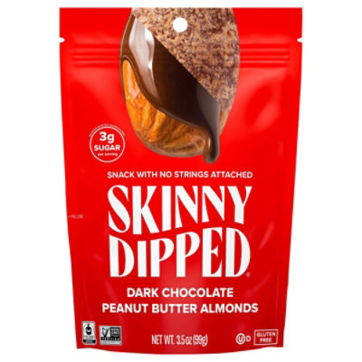 SkinnyDipped Dark Chocolate Peanut Butter Almonds Pouch - 3.5 Oz - Image 3