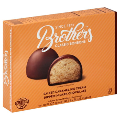 Brothers Bonbons Classic Salted Caramel Ice Cream Dipped In Dark Chocolate - 12-0.7 Fl. Oz.