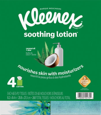 Kleenex Soothing Lotion Facial Tissues Cube Box - 4-65 Count - carrsqc
