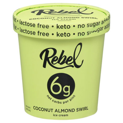 Rebel Ice Cream Coconut Almond Swirl 1 Pint - 473 Ml