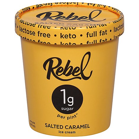 Rebel Ice Cream Salted Caramel 1 Pint - 473 Ml