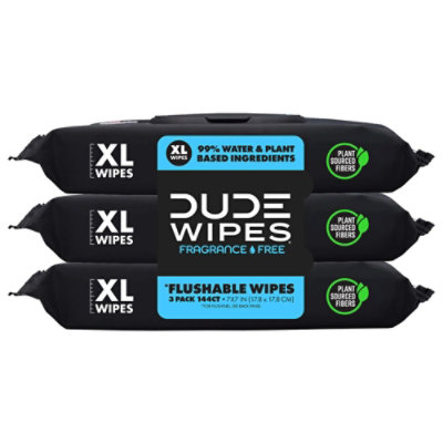 Dude Wipes Flushable 3 Pack - 144 Count - Image 3