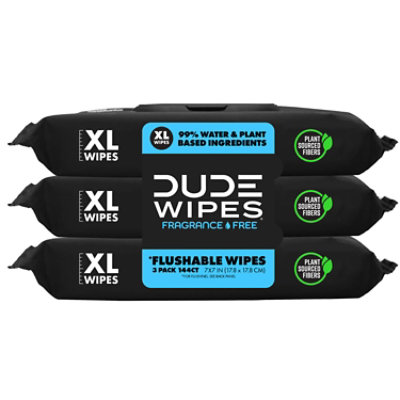 Dude Wipes Flushable 3 Pack - 144 Count - Image 1