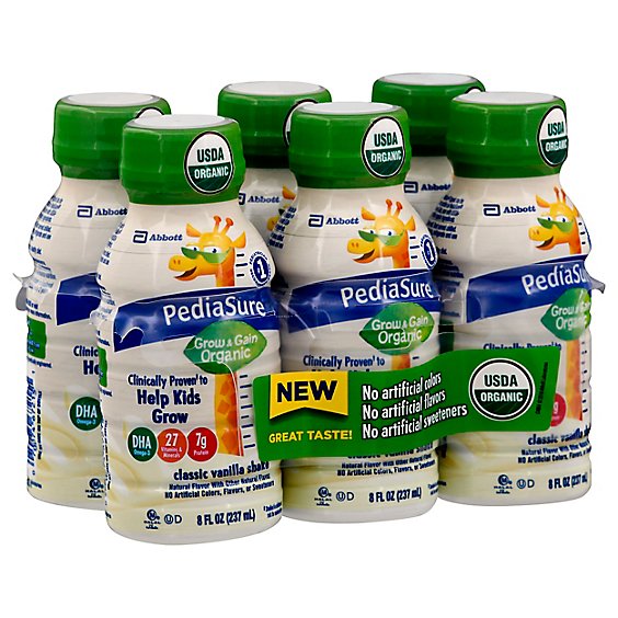 PediaSure Grow & Gain Organic Shake Ready To Drink Classic Vanilla - 6-8 Fl. Oz.