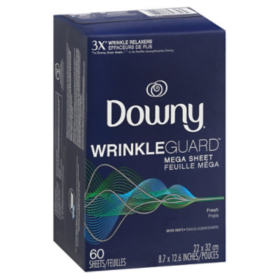 Downy WrinkleGuard Dryer Sheets Mega Fresh - 60 Count - Image 1