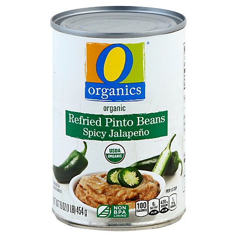 O Organics Beans Refried Spicy Jalapeno - 16 Oz