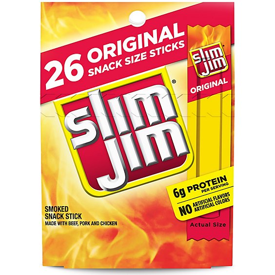 Slim Jim Snack Sized Original Flavor Smoked Meat Stick - 26-0.28 Oz