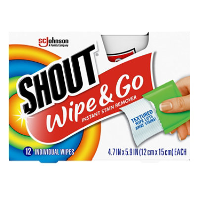 Shout Wipe And Go Instant Stain Remover Wipe - 12 Count - Image 1