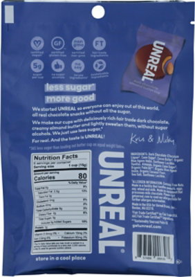 Unreal Almond Butter Cups Dark Chocolate - 3.2 Oz - Image 6