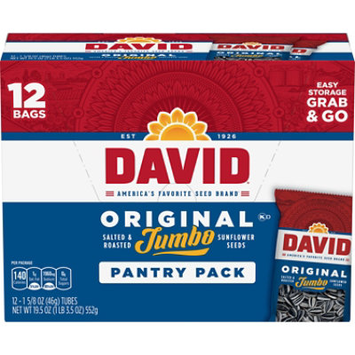 David Sunflower Seeds Salted & Roasted Original Jumbo Pantry Pack - 12-1.62 Oz