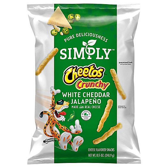 Cheetos Simply Cheese Flavored Snacks Crunchy White Cheddar Jalapeno - 8.5 Oz