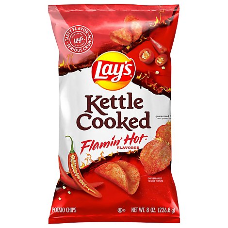Lays Kettle Cooked Potato Chips Flamin Hot - 8 Oz