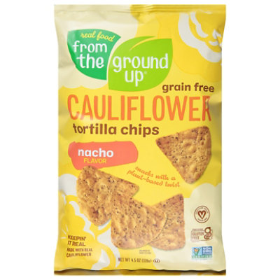 From The Ground Up Cauliflower Tortilla Chips Nacho - 4.5 Oz - Image 1