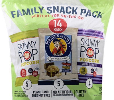 SkinnyPop And Pirate's Booty Family Snack Pack Individual Snack Sized Bags - 14 Count - Image 2