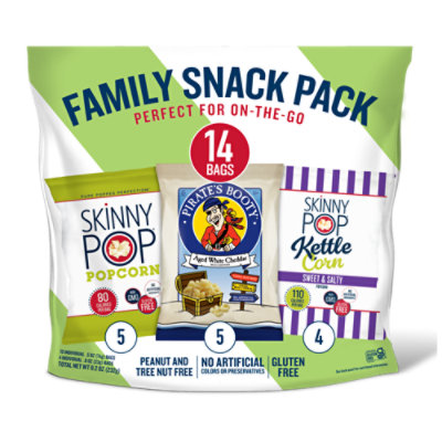 SkinnyPop And Pirate's Booty Family Snack Pack Individual Snack Sized Bags - 14 Count - Image 1