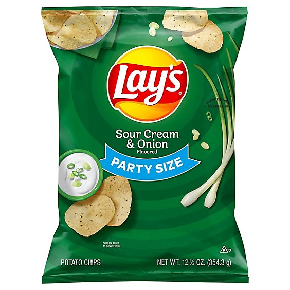 Lays Potato Chips Sour Cream & Onion Party Size - 12.5 Oz
