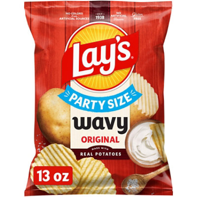 Lays Potato Chips Wavy Original Party Size - 13 Oz - Image 2