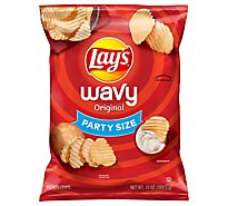 Lays Potato Chips Wavy Original Party Size - 13 Oz