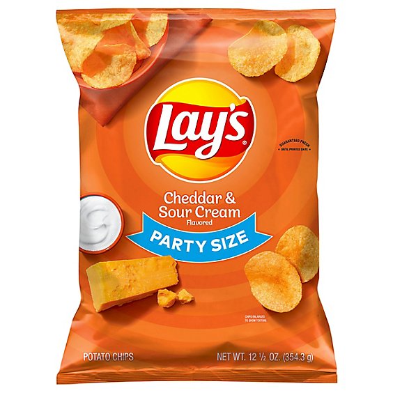 Lays Potato Chips Cheddar & Sour Cream Party Size - 12.5 Oz