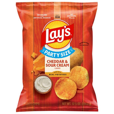 Lays Potato Chips Cheddar & Sour Cream Party Size - 12.5 Oz