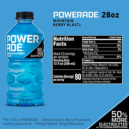 POWERADE Sports Drink Electrolyte Enhanced Mountain Berry Blast - 28 Fl. Oz. - Image 4