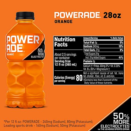 POWERADE Sports Drink Electrolyte Enhanced Orange - 28 Fl. Oz. - Image 4