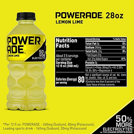 POWERADE Sports Drink Electrolyte Enhanced Lemon Lime - 28 Fl. Oz. - Image 4
