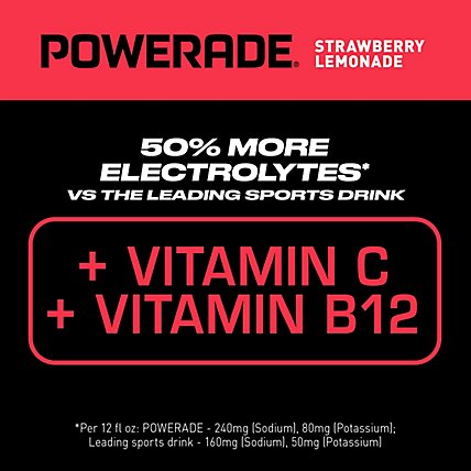 POWERADE Sports Drink Electrolyte Enhanced Strawberry Lemonade - 28 Fl. Oz. - Image 3