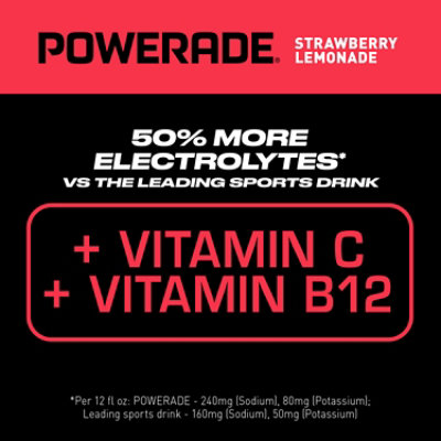 POWERADE Sports Drink Electrolyte Enhanced Strawberry Lemonade - 28 Fl. Oz. - Image 3