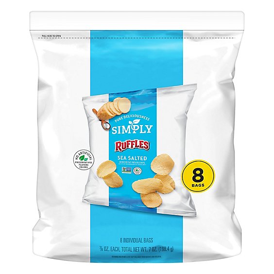 Ruffles Simply Potato Chips Sea Salt Reduced Fat - 7 Oz