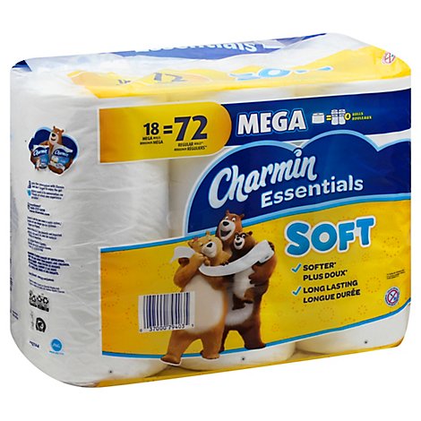 Charmin Essentials Soft Toilet Paper Mega Rolls - 18 Roll