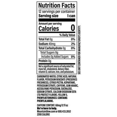 Mtn Dew Soda Zero Sugar Cans - 12-12 Fl. Oz. - Image 3