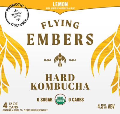 Flying Embers Lemon Orchard Kombucha - 6-12 Fl. Oz. - Image 2