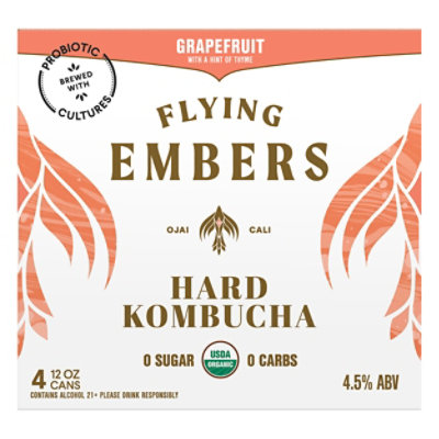 Flying Embers Grapefruit Thyme Kombucha - 6-12 Fl. Oz.