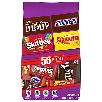 M&M'S Snickers SKITTLES Starburst Assortment Fun Size Fruity And Chocolate Candy - 55 Count - Image 1