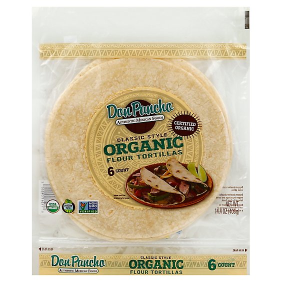 Don Pancho Organic Tortillas Flour Classic Style 6 Count - 14.4 Oz