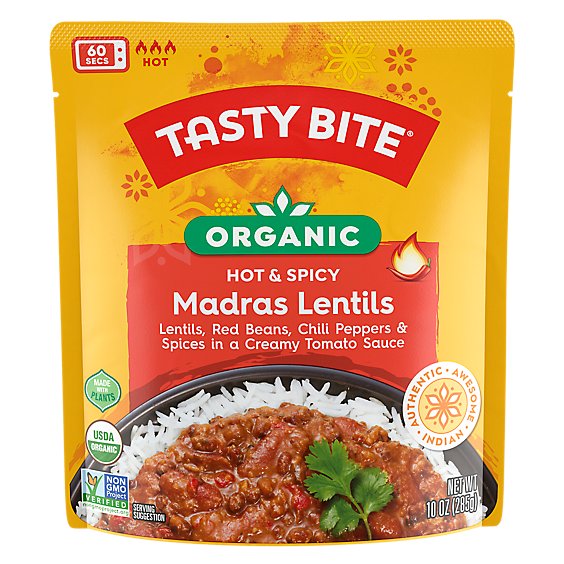 Tasty Bite Organic Indian Madras Lentils Hot & Spicy - 10 Oz