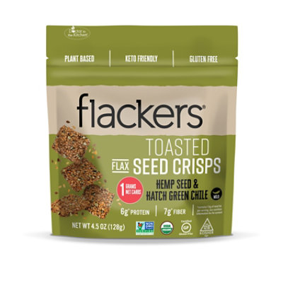 Doctor In The Kitchen Toasted Flackers Seed Crisps Hemp Seed & Hatch Green Chile - 4.5 Oz