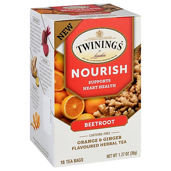 Twinings Nourish Herbal Tea Caffeine Free Beetroot Orange & Ginger 18 Count - 1.27 Oz