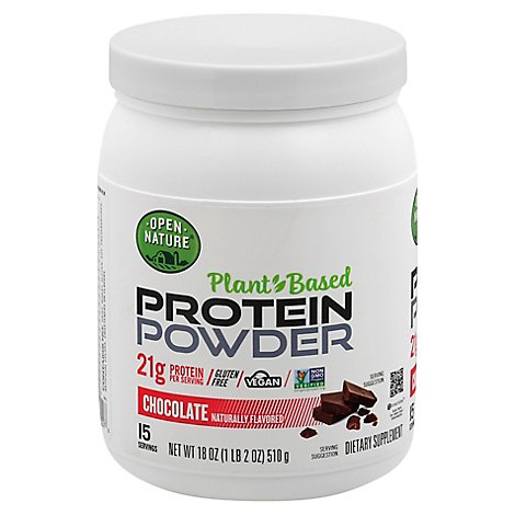 Open Nature Chocolate Plant Based Protein Powder - 18 Oz