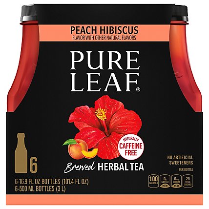 Pure Leaf Tea Brewed Herbal Peach Hibiscus - 6-16.9 Fl. Oz. - Image 1
