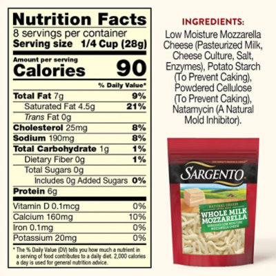 Sargento Shredded Whole Milk Mozzarella Natural Cheese - 8 Oz - Image 5