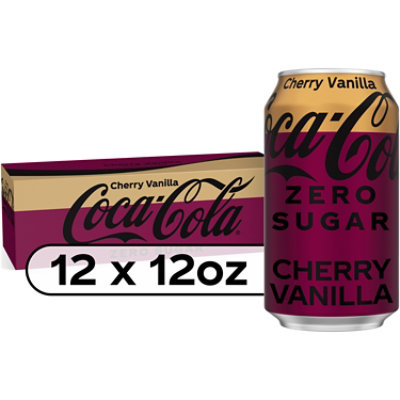 Coca-Cola Soda Pop Cherry Vanilla Zero Sugar - 12-12 Fl. Oz. - Image 2