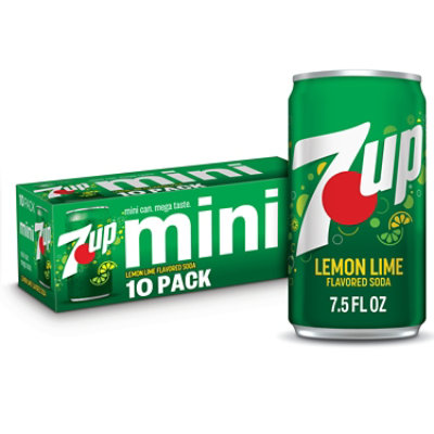 7UP Lemon Lime Soda Mini Cans - 10-7.5 Fl. Oz. - Image 1