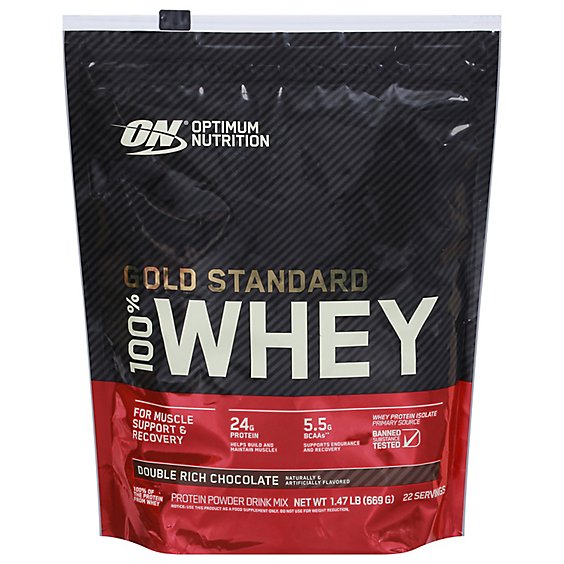 On Gold Standard 100% Whey Protein Poweder Double Chocolate - 1.47 Lb