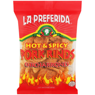 Hot & Spicy Pork Rinds-Chicharrones - 2 Oz - Image 1